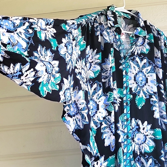 NWT Free People Good Vibrations Blouse, Black Combo Boho S/P - Picture 10 of 17